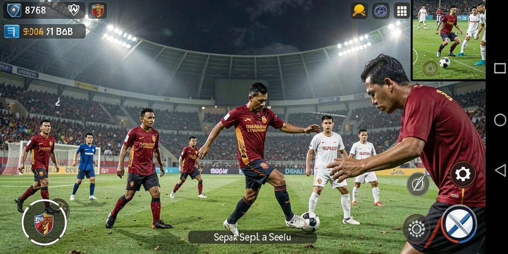Tampilan gameplay seru dalam game sepak bola 8768.