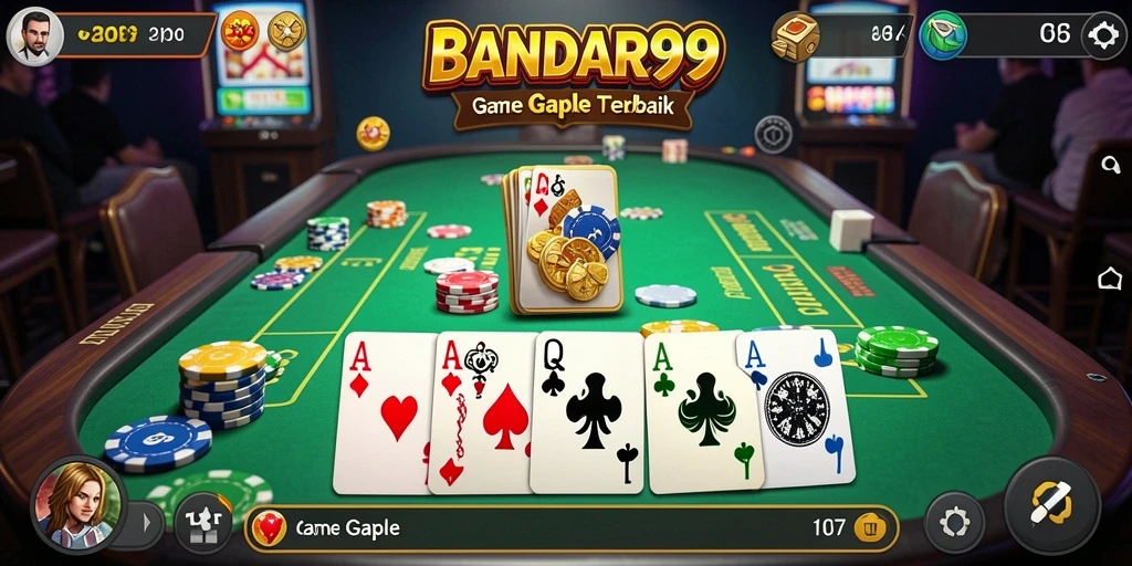 Screenshot utama BANDAR99 menampilkan pemain yang serius dalam permainan Gaple.