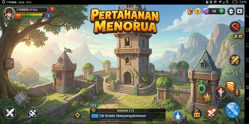 Screenshot utama CW8888 menampilkan aksi seru dalam permainan Tower Defense.