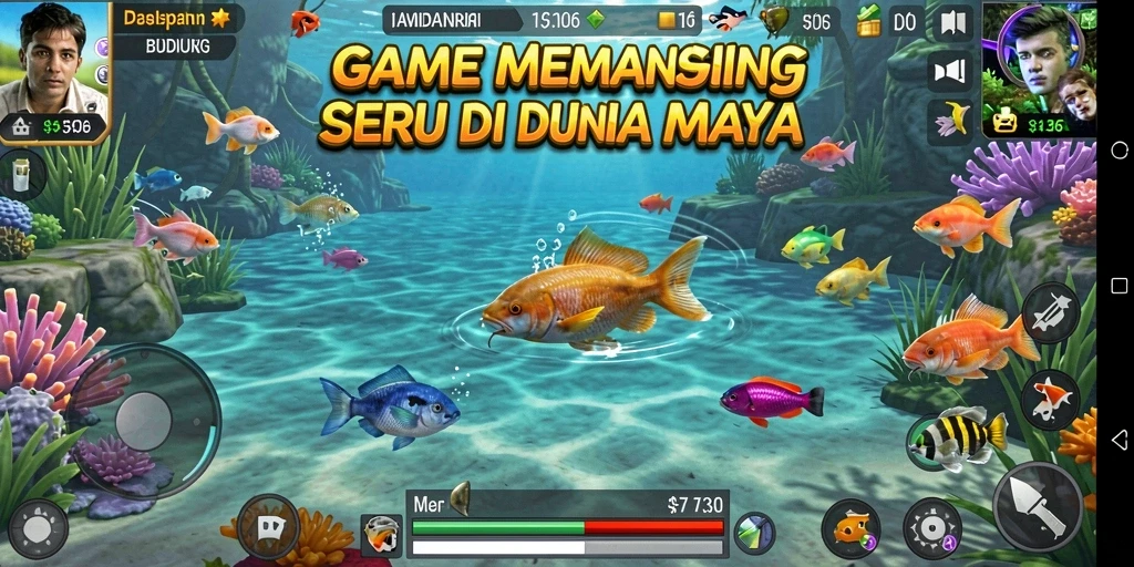 Tampilan gameplay D06 yang mendebarkan saat memancing di lautan.