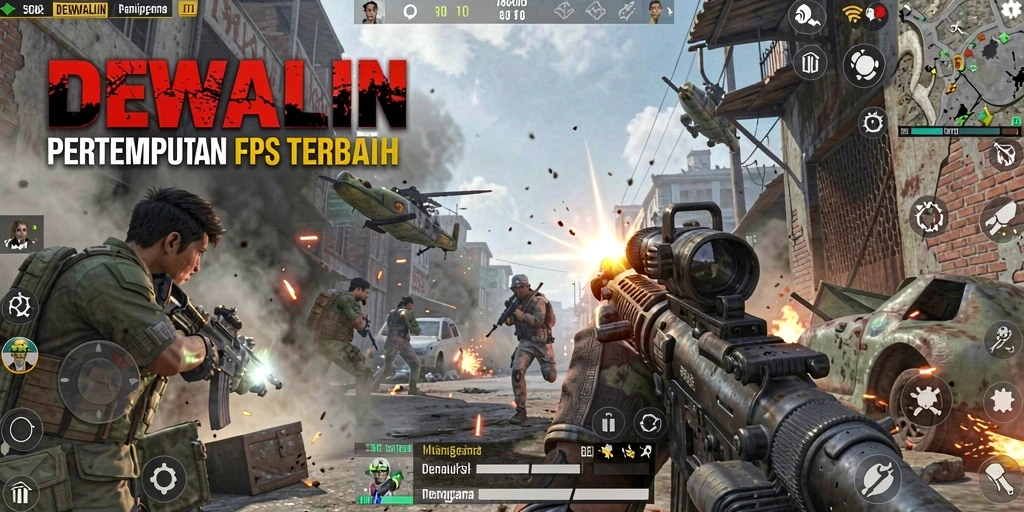 Screenshot DEWALIN menampilkan aksi pertempuran seru dalam game FPS.