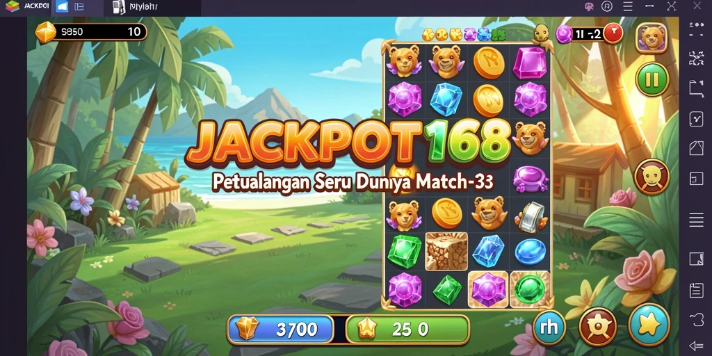 Tampilan seru gameplay JACKPOT168 dengan permata berwarna-warni.