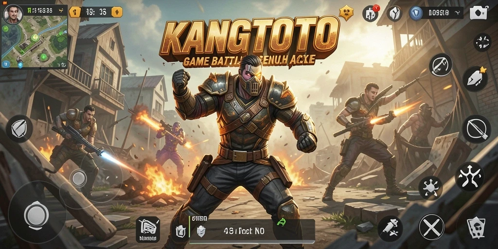 Tangkapan layar gameplay seru KANGTOTO dalam pertempuran Battle Royale.