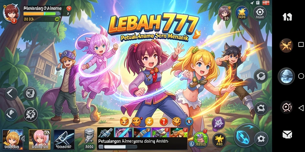 Tangkapan layar gameplay LEBAH777 dengan karakter anime yang vibrant.