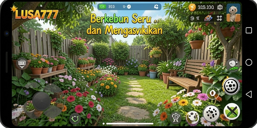 Tampilan gameplay LUSA777 yang menampilkan keindahan kebun yang subur.
