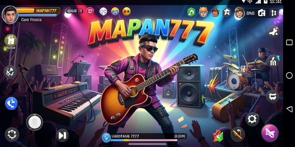 Tampilan permainan interaktif dari MAPAN777 yang penuh musik dan tantangan.
