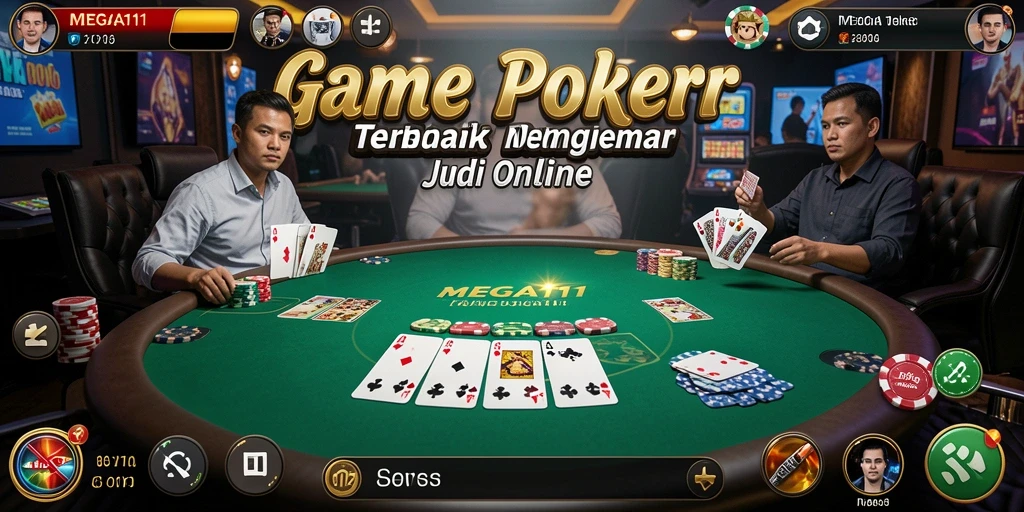 Tampilan gameplay seru MEGA111 dengan grafis menarik untuk permainan Poker.