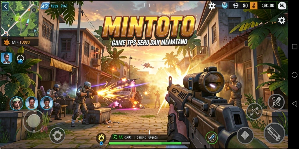Tampilan gameplay menegangkan dengan aksi tembak-menembak yang intens.