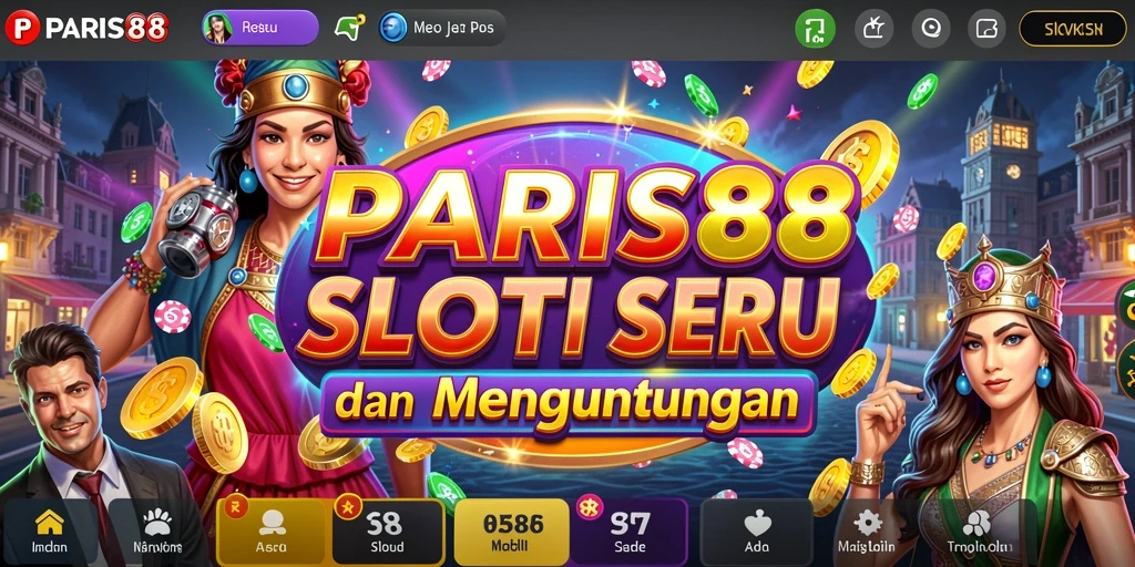 Screenshot gameplay utama PARIS88 yang menampilkan mesin slot.