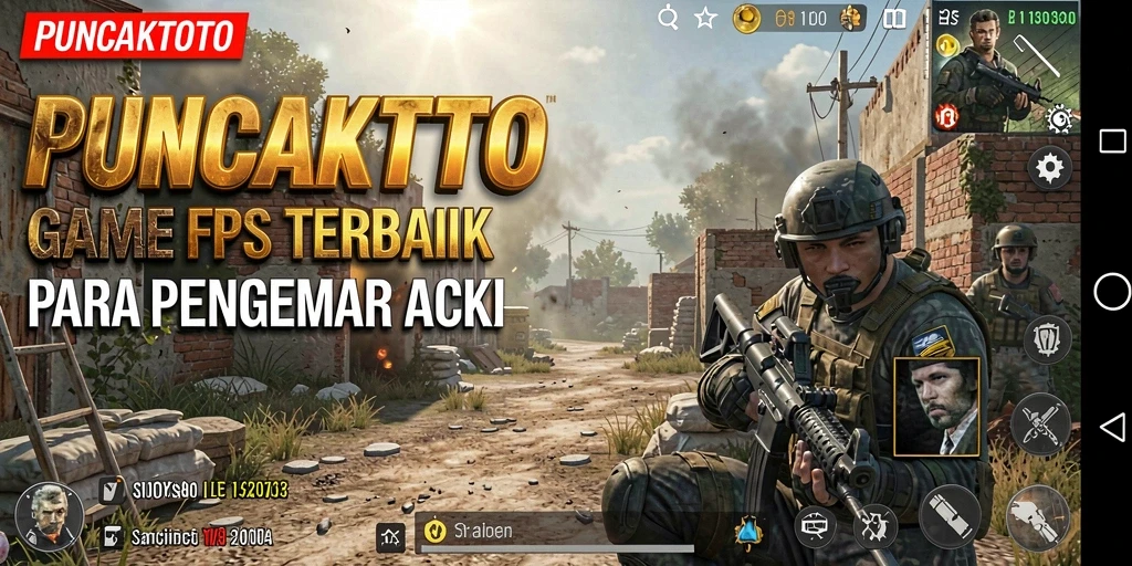 Screenshot utama PUNCAKTOTO menunjukkan aksi tembak-menembak yang mendebarkan.
