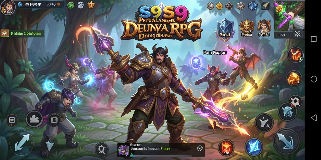 Screenshot gameplay RPG S9S9 yang menampilkan pertarungan seru dan karakter unik.